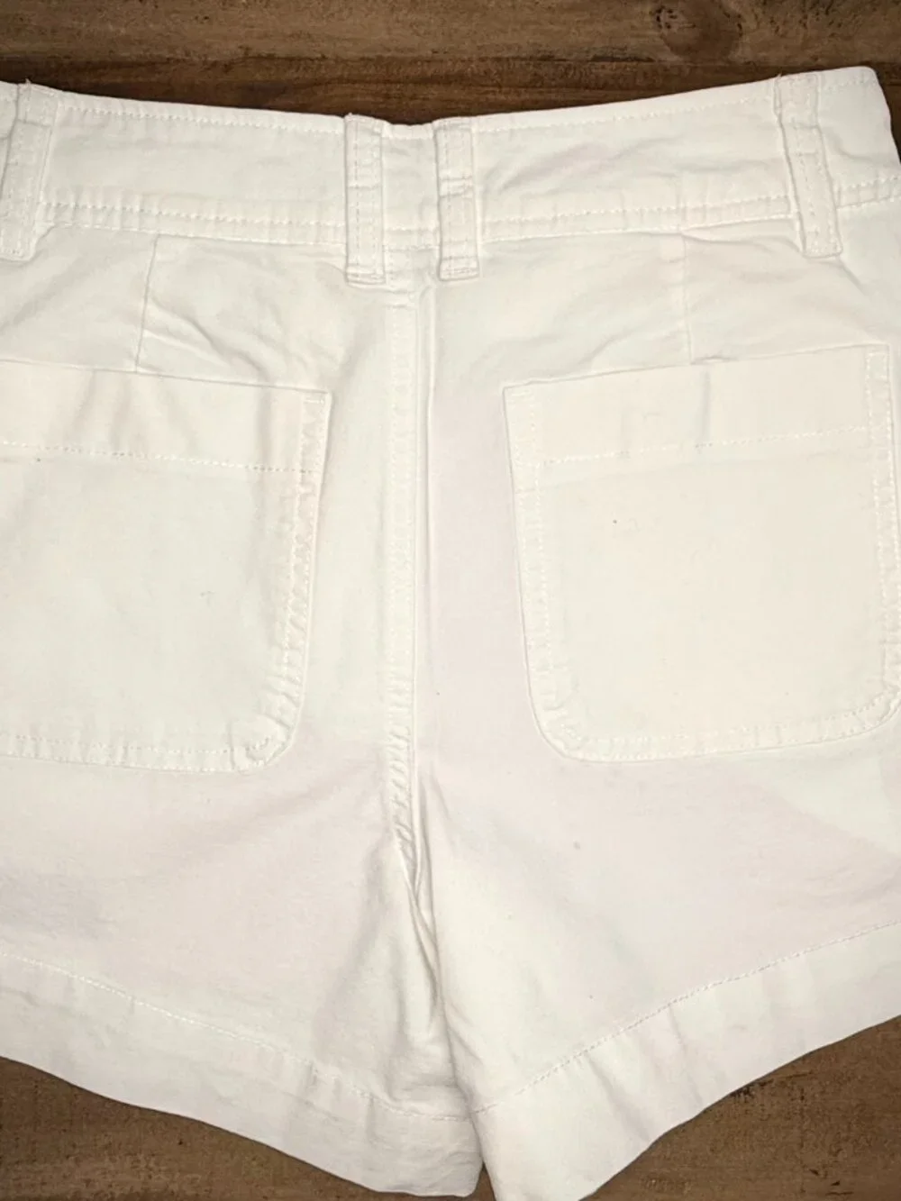 A New Day - White High Rise Chino: Shorts Stretch Cotton Double Button | Size 4